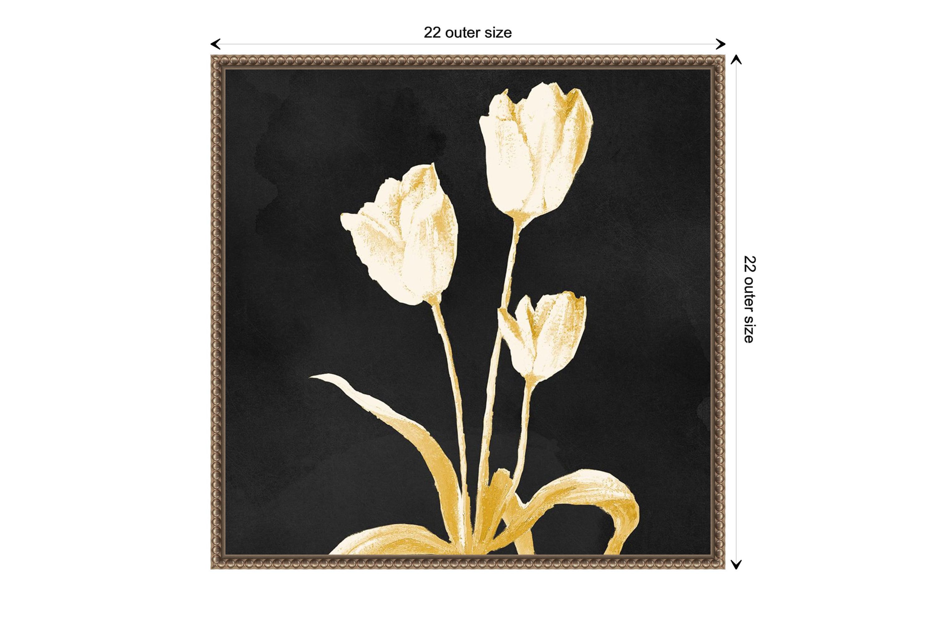 Floral Stillness on Black Framed Canvas Wall Art Print