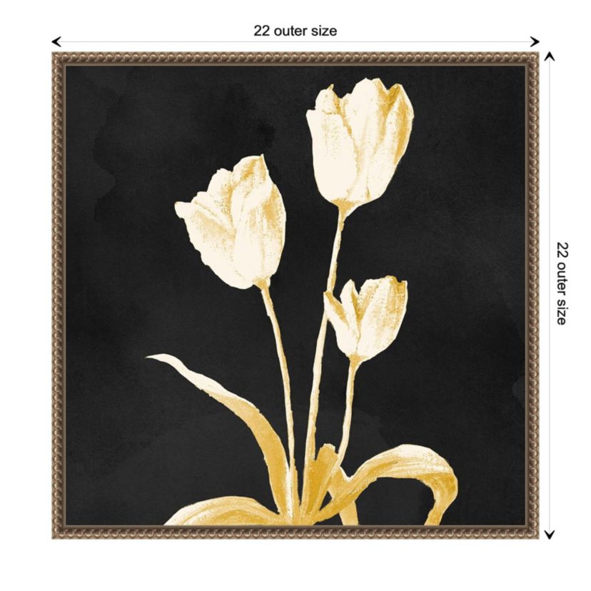 Floral Stillness on Black Framed Canvas Wall Art Print