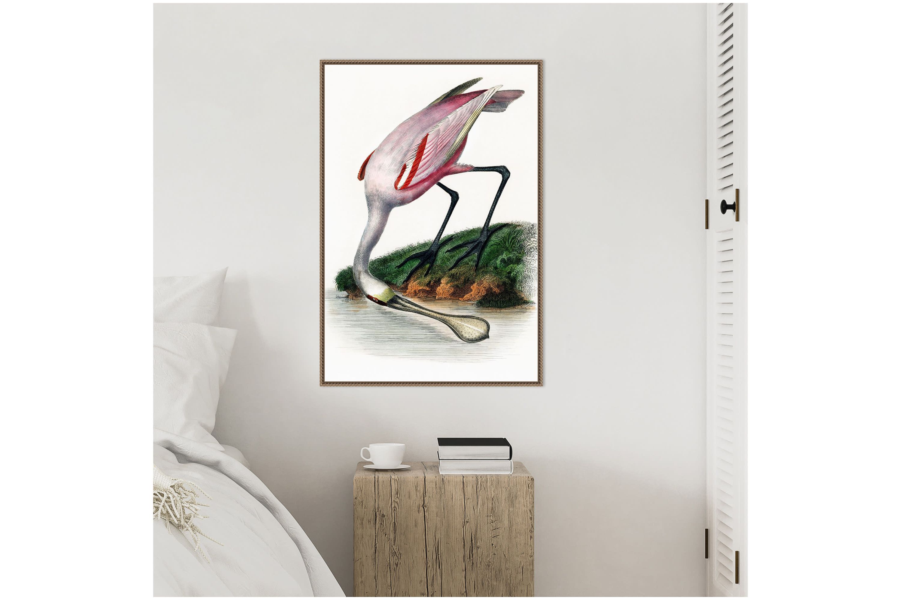Spoonbill Crane Framed Canvas Wall Art Print