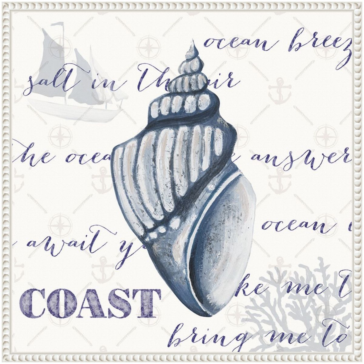 Indigo Ocean Treasures III Framed Canvas Wall Art Print