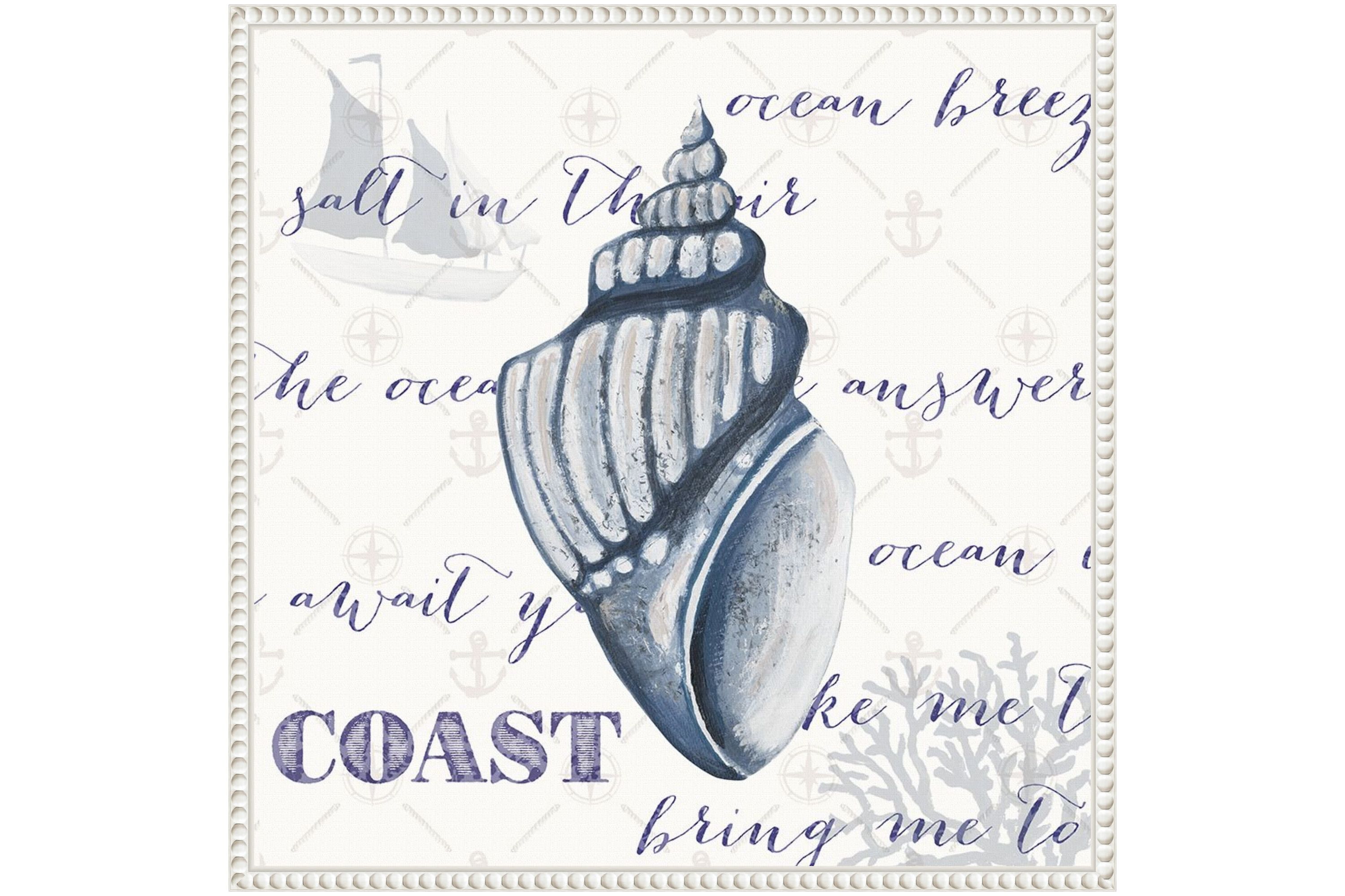 Indigo Ocean Treasures III Framed Canvas Wall Art Print