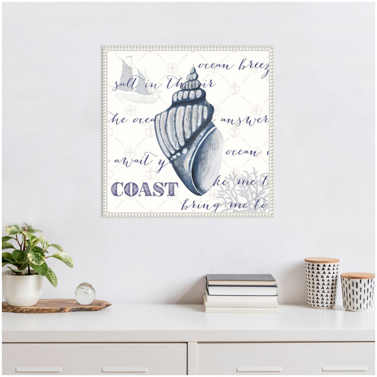 Indigo Ocean Treasures III Framed Canvas Wall Art Print
