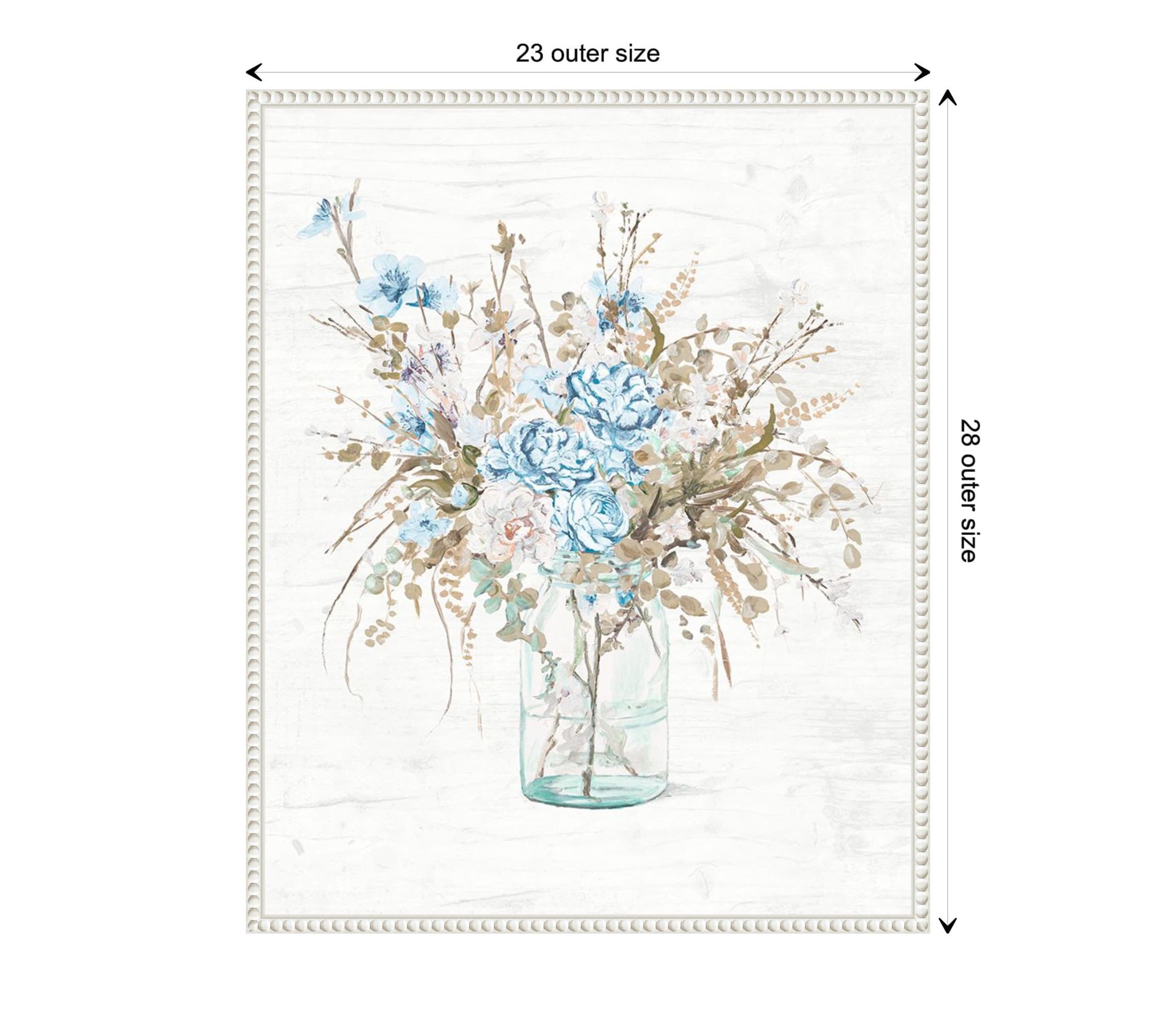 Blue Flowers In Glass Vase Framed Canvas Wall Art Print