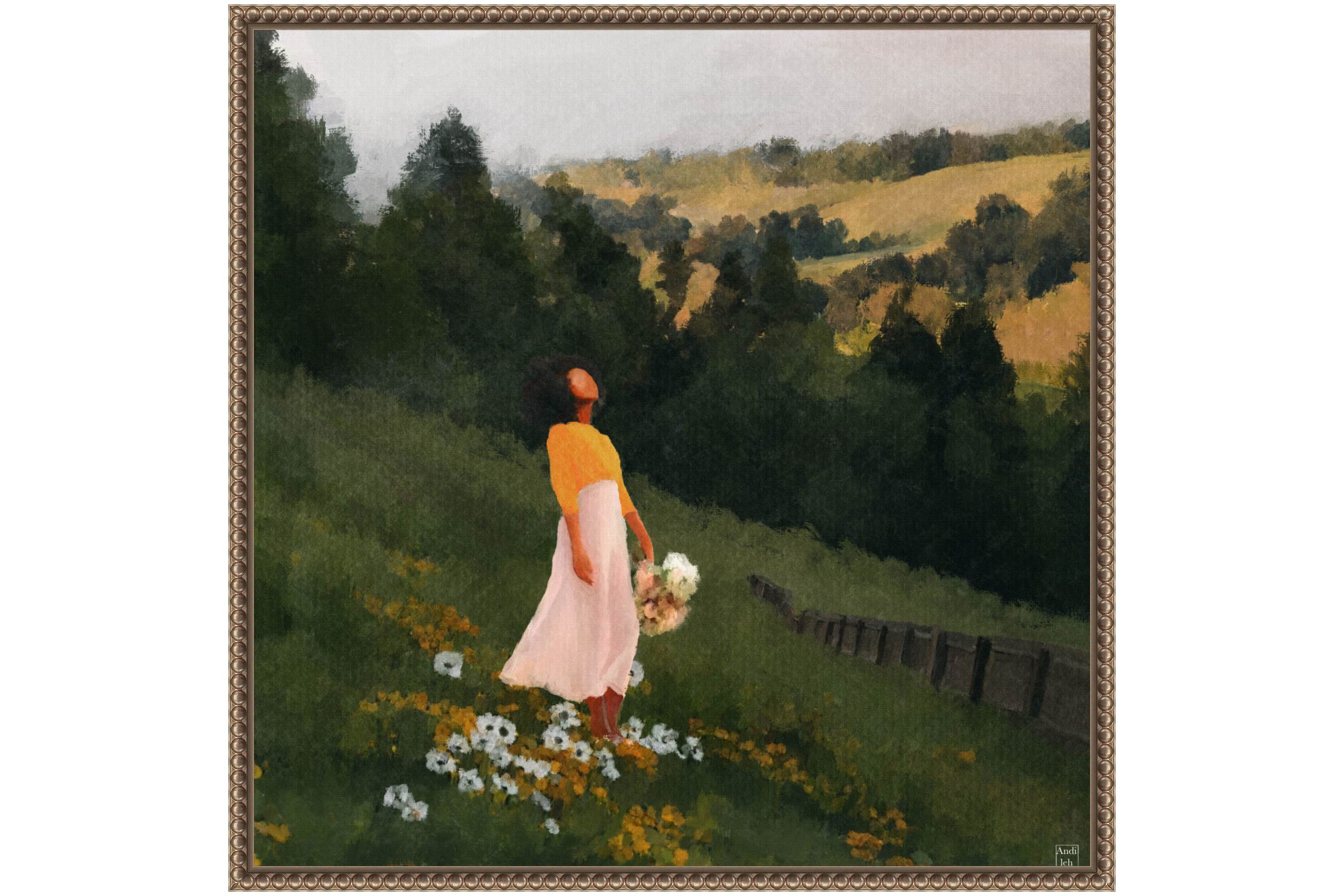 Mountain Stroll Framed Canvas Wall Art Print