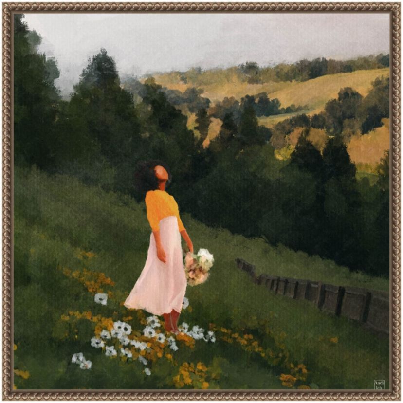 Mountain Stroll Framed Canvas Wall Art Print