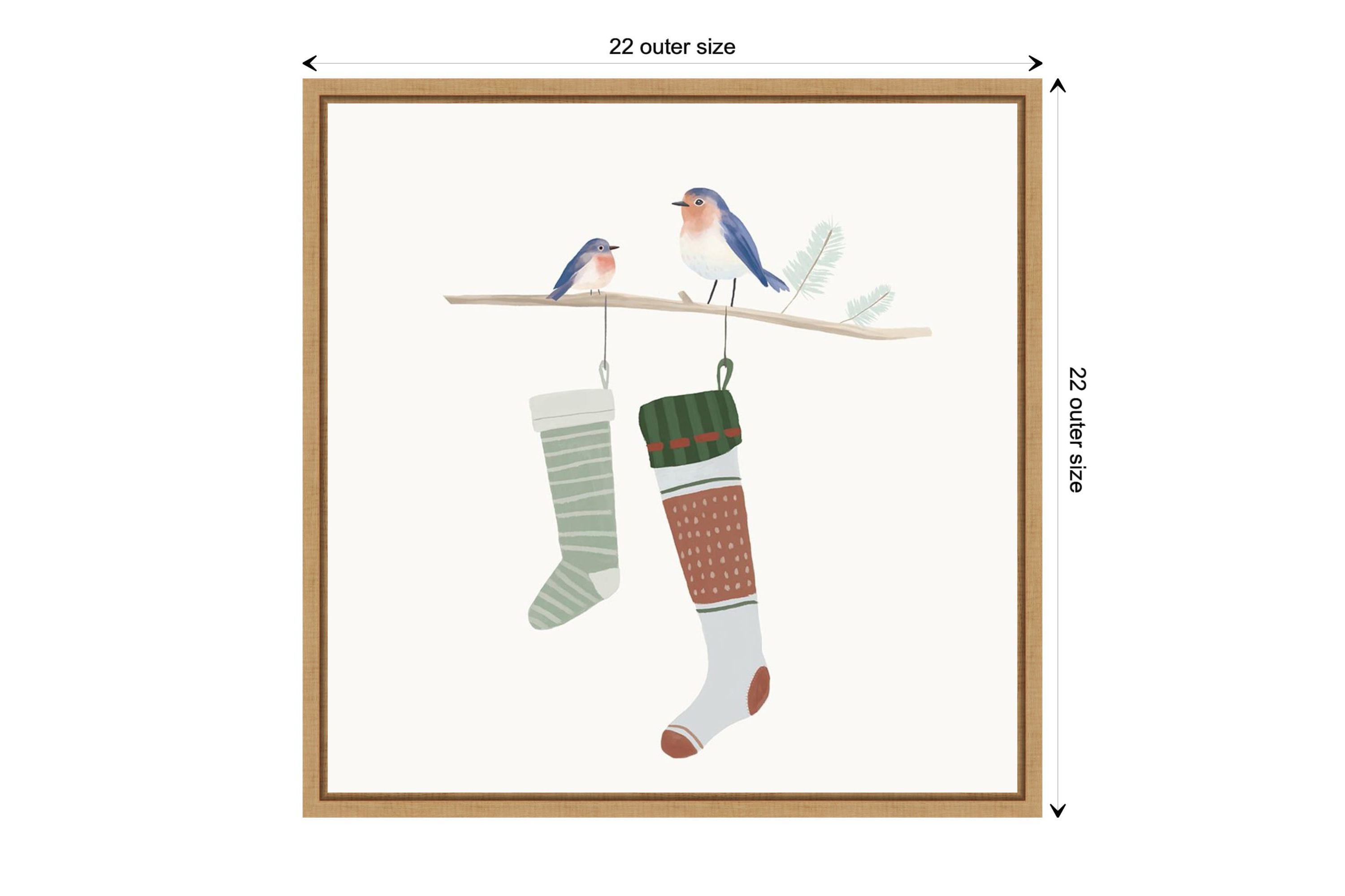 Blue Birds of Christmas Happiness I Framed Canvas Wall Art Print