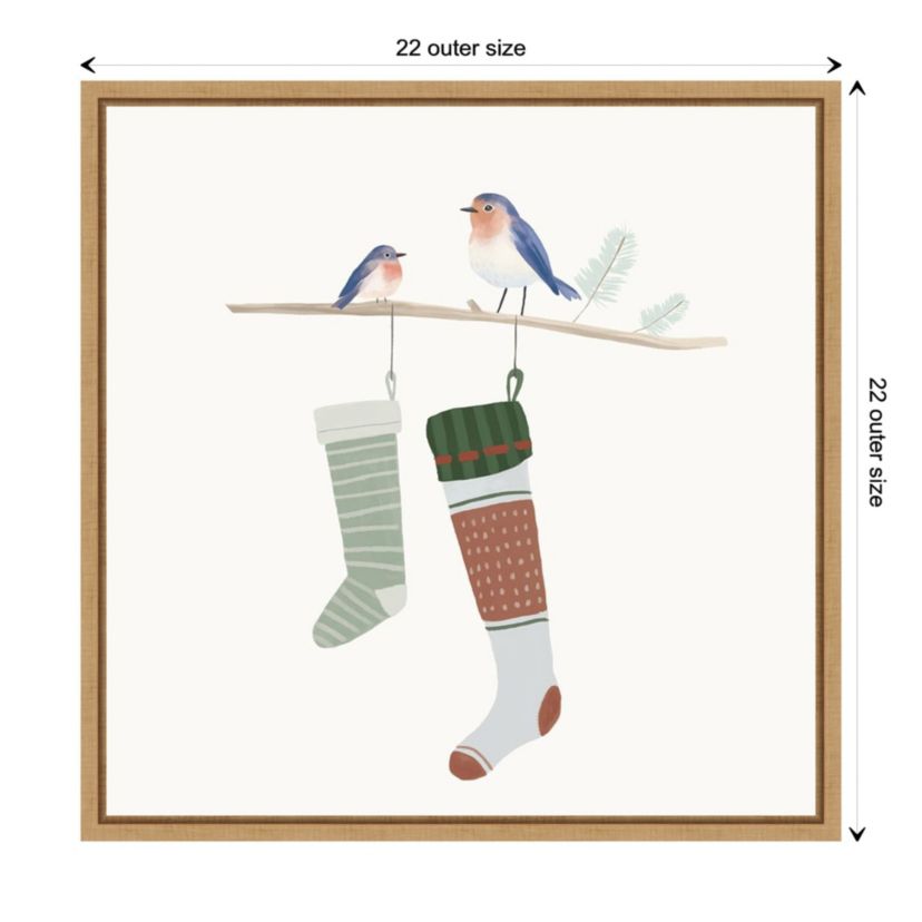 Blue Birds of Christmas Happiness I Framed Canvas Wall Art Print