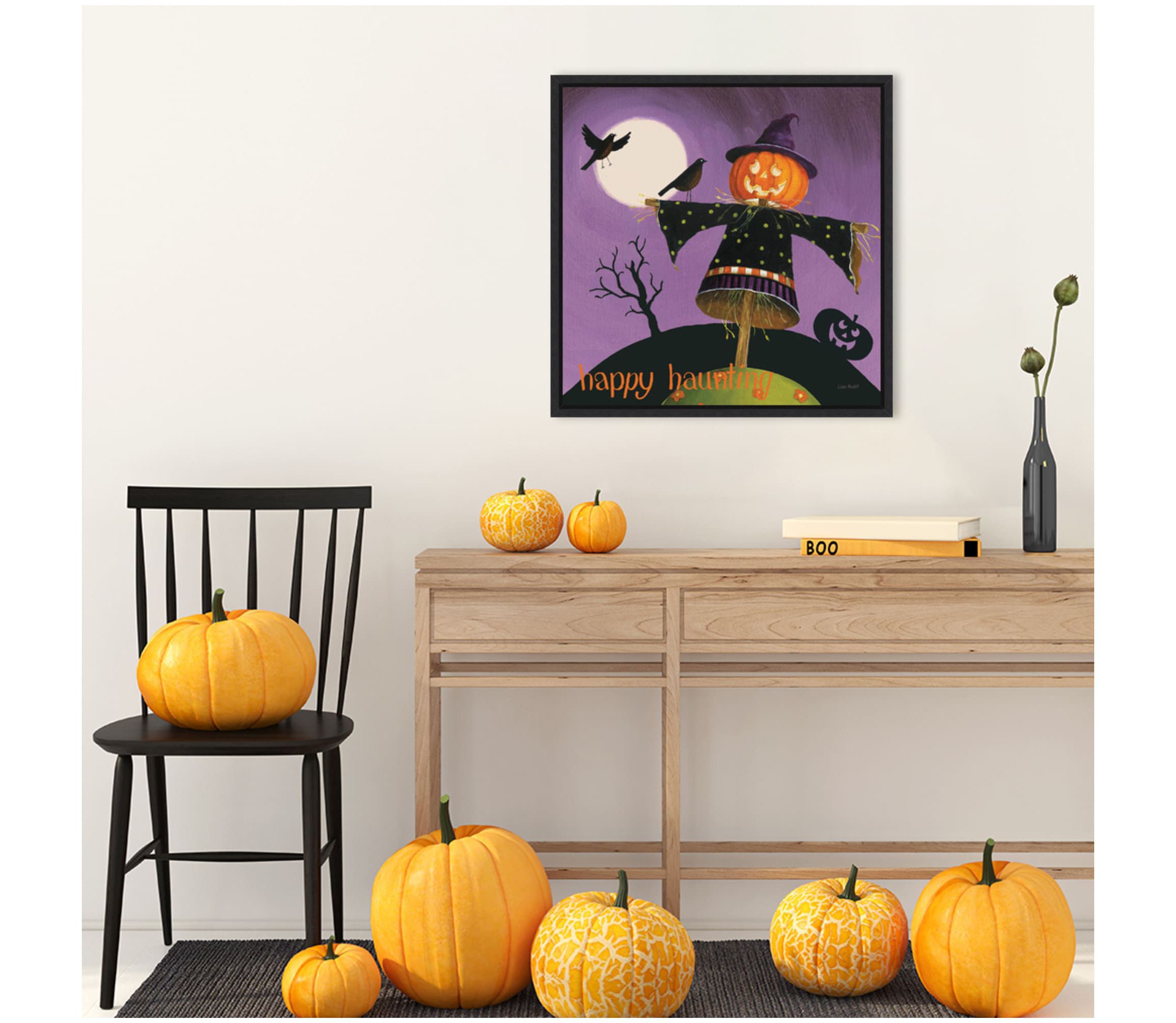Happy Haunting V Framed Canvas Wall Art Print