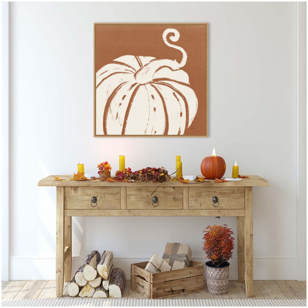 Autumn Tones VI Dark Orange Framed Canvas Wall Art Print