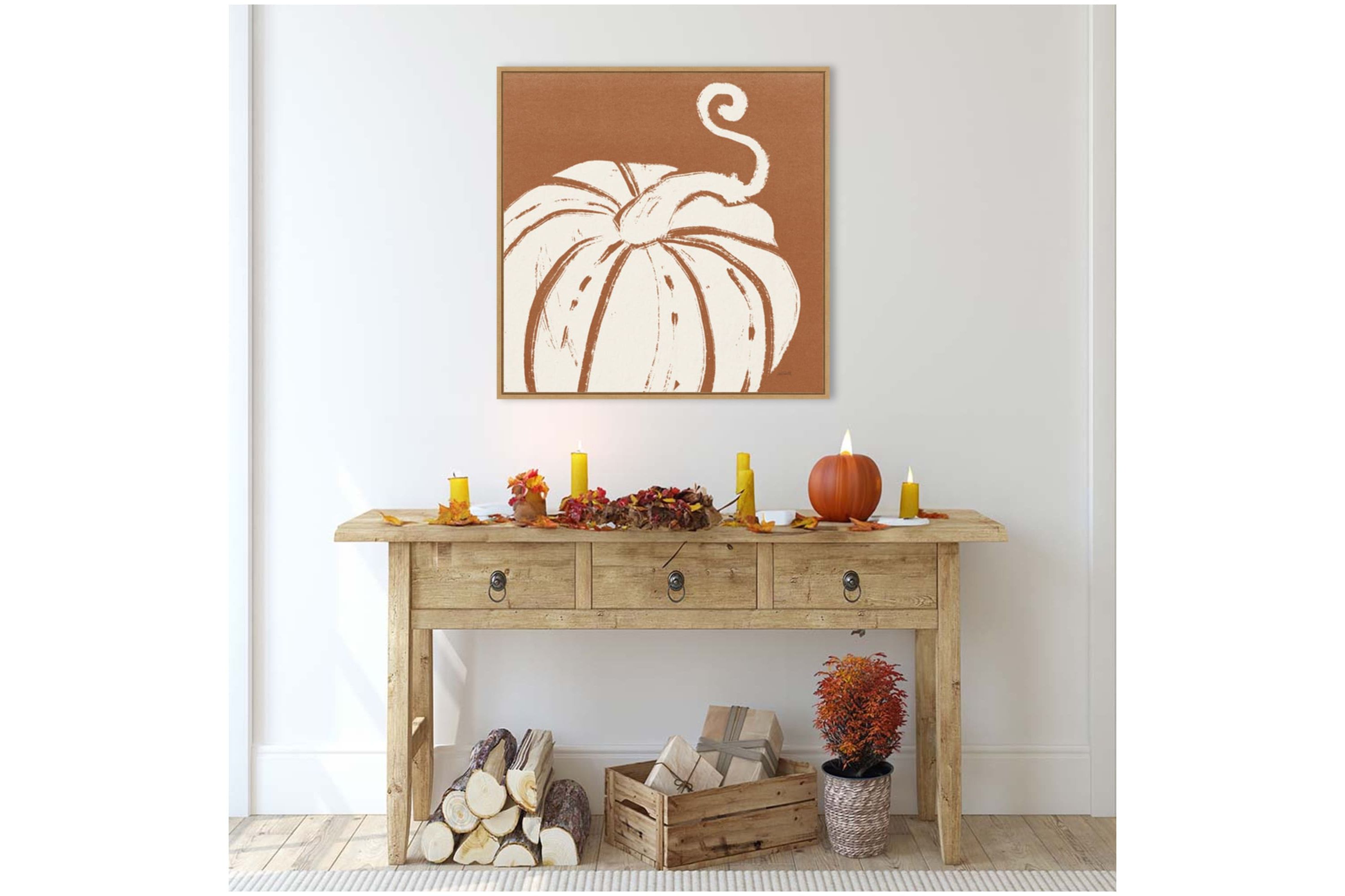Autumn Tones VI Dark Orange Framed Canvas Wall Art Print