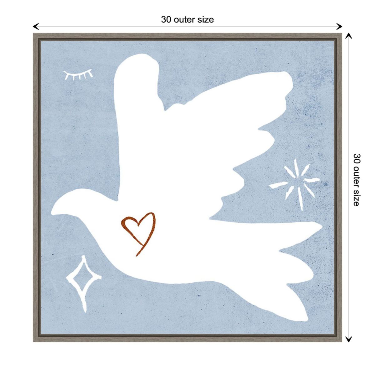 White Dove I Framed Canvas Wall Art Print