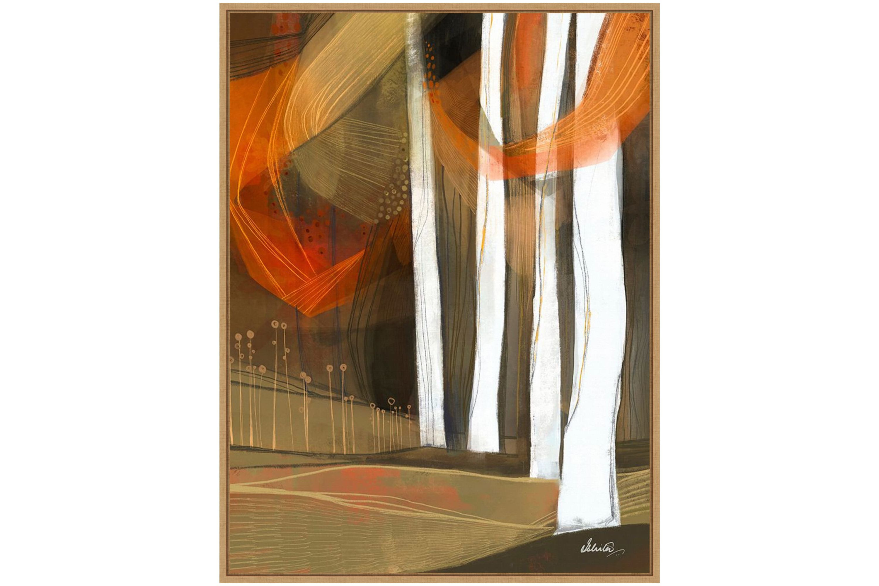 Ethereal Fall Forest Framed Canvas Wall Art Print