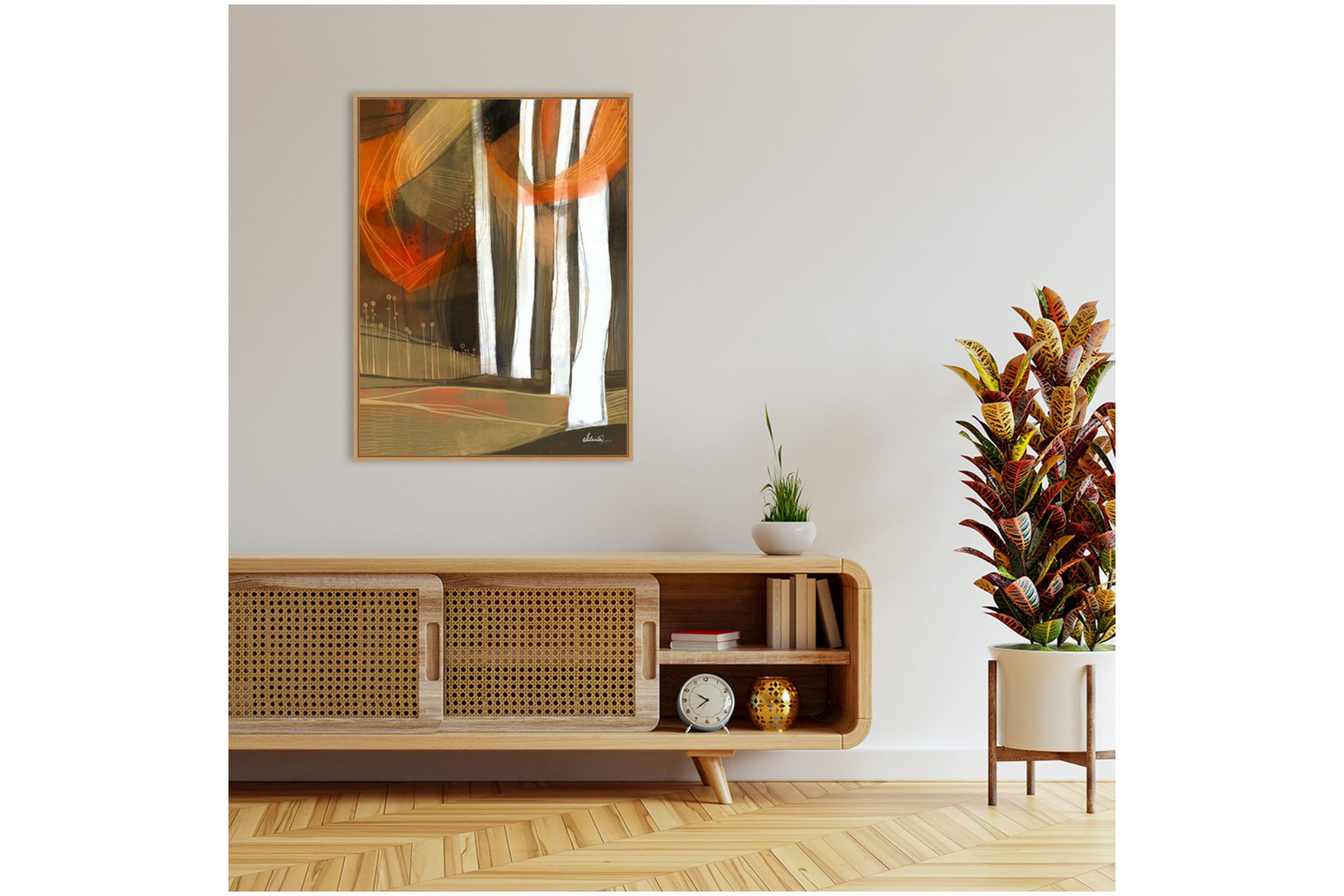 Ethereal Fall Forest Framed Canvas Wall Art Print