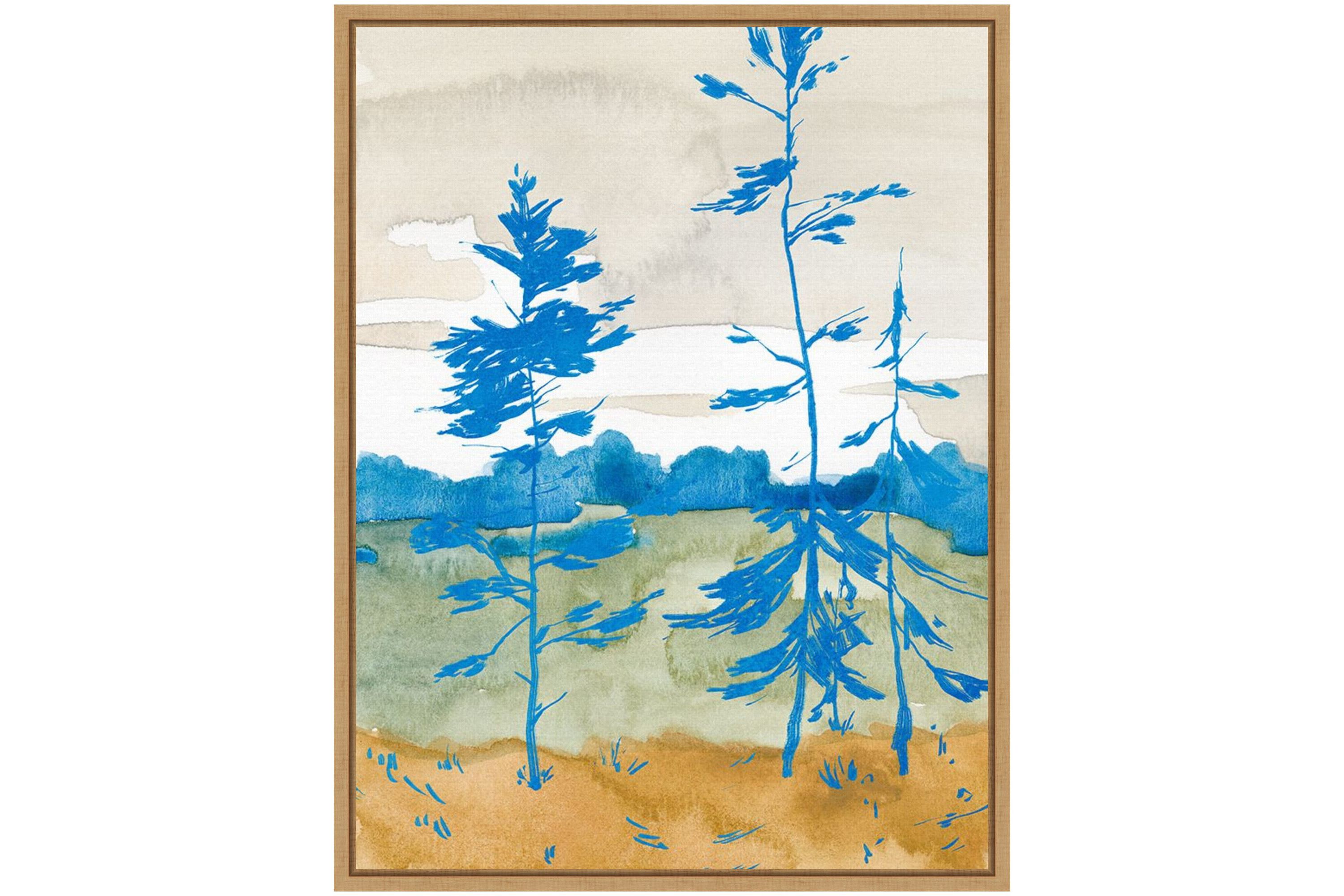 Cerulean Spruce Trees II Framed Canvas Wall Art Print