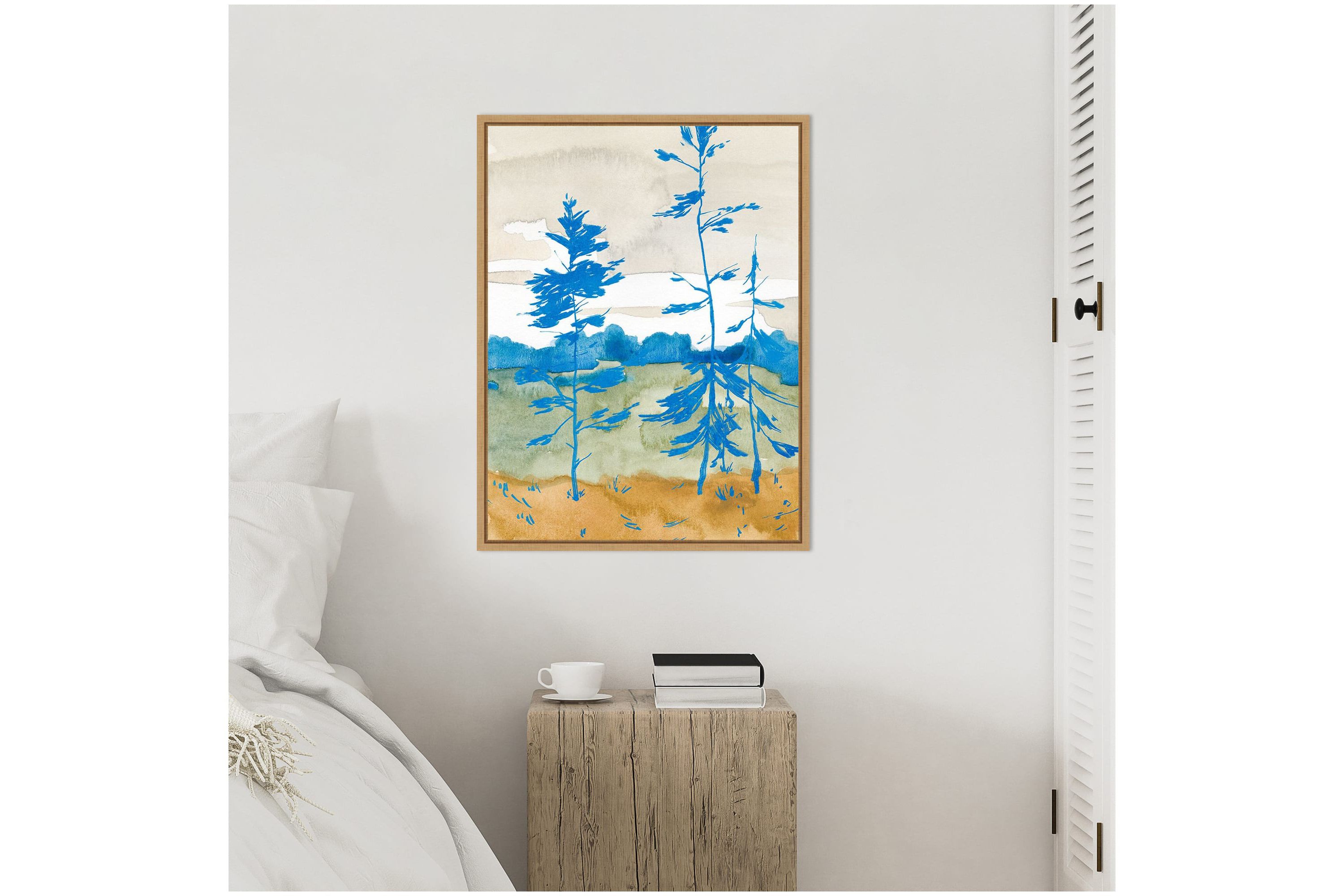 Cerulean Spruce Trees II Framed Canvas Wall Art Print