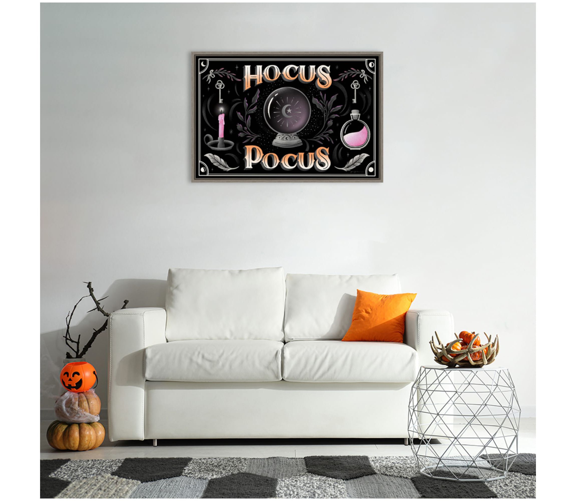 Hocus Pocus Halloween Black Framed Canvas Wall Art Print