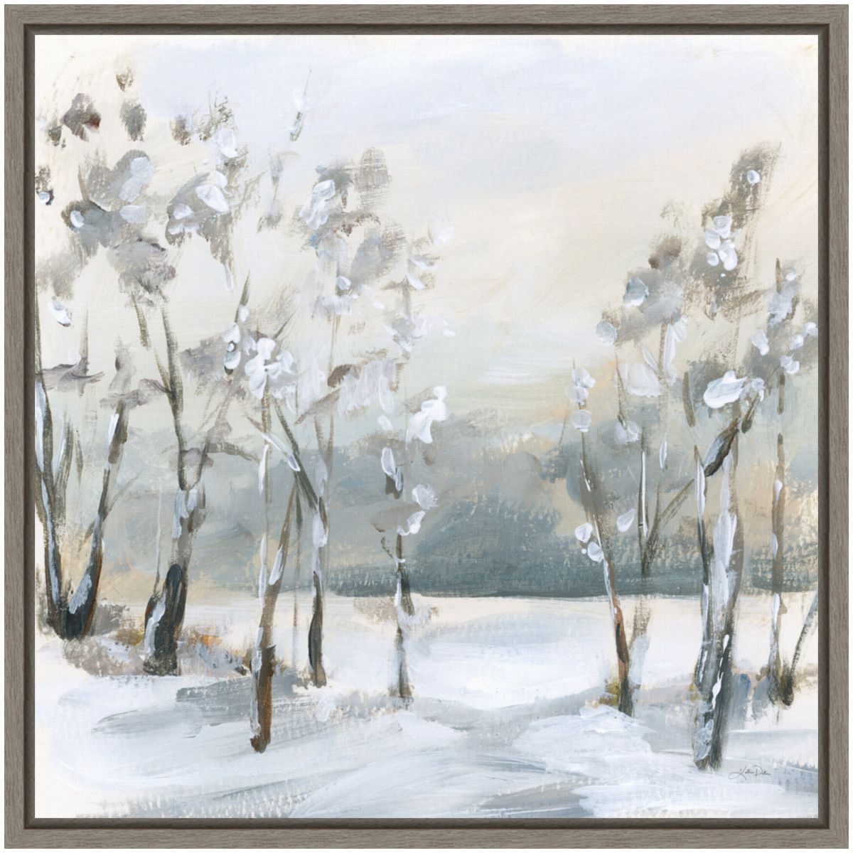 Snowy Winter Trees Framed Canvas Wall Art Print