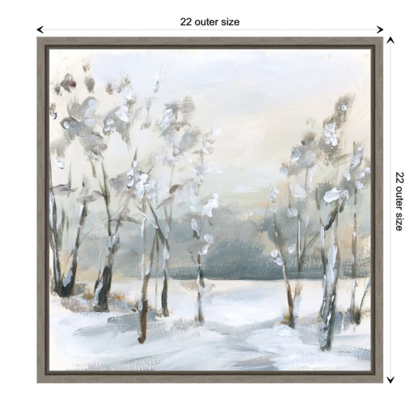 Snowy Winter Trees Framed Canvas Wall Art Print