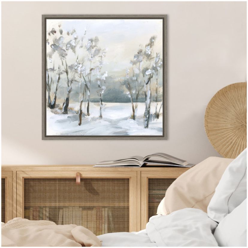 Snowy Winter Trees Framed Canvas Wall Art Print