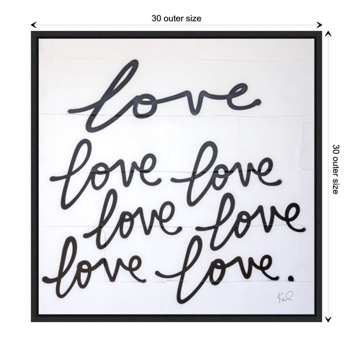 Love Times Seven Sq Framed Canvas Wall Art Print
