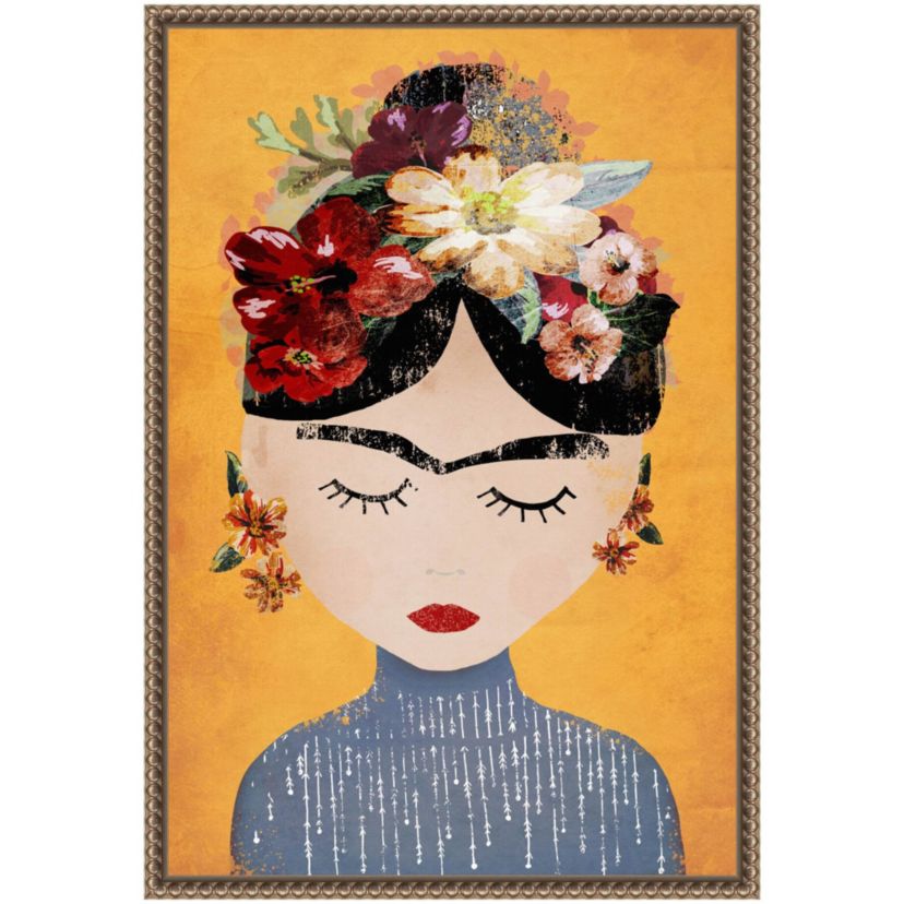 Frida (Yellow Version) Framed Canvas Wall Art Print