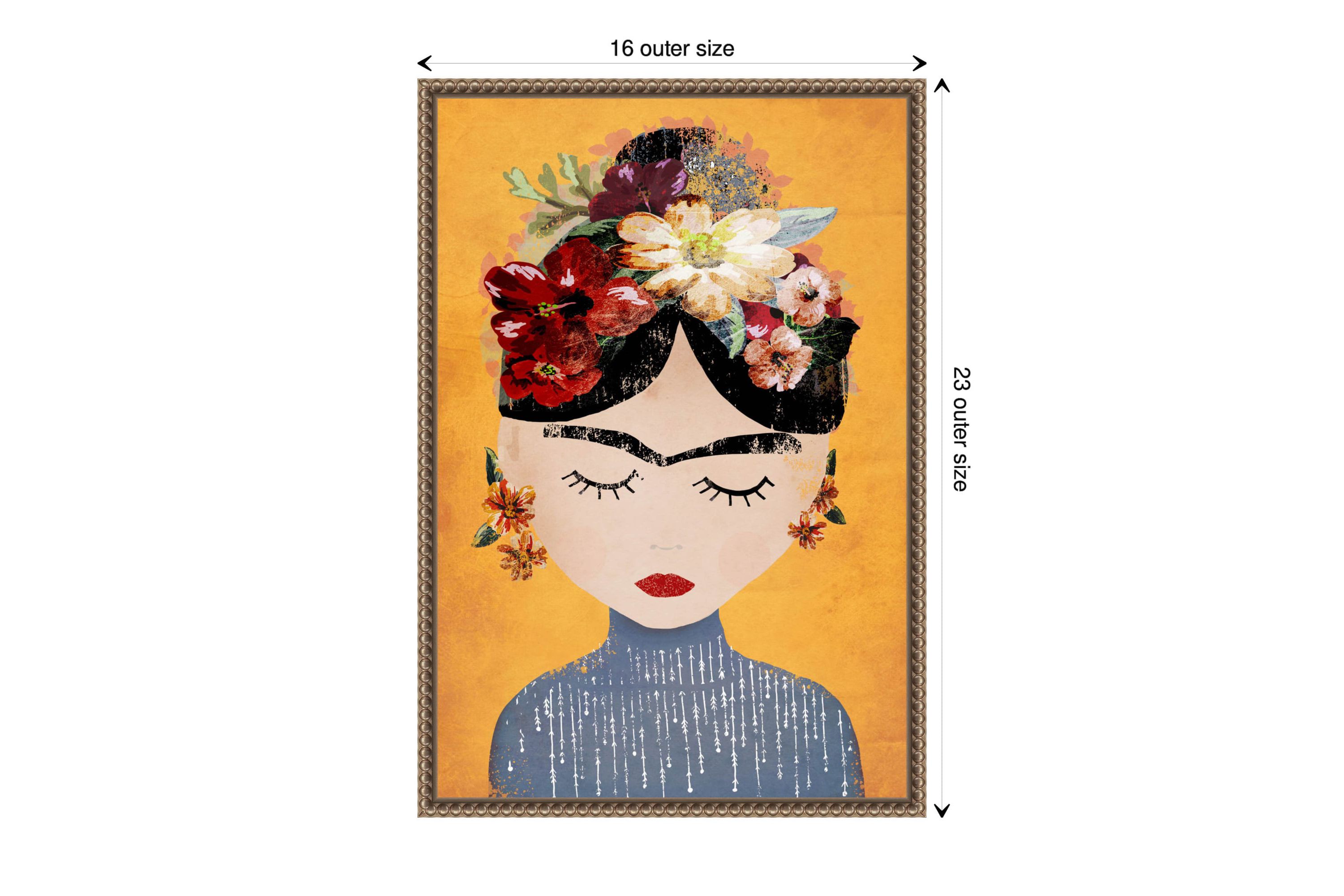 Frida (Yellow Version) Framed Canvas Wall Art Print
