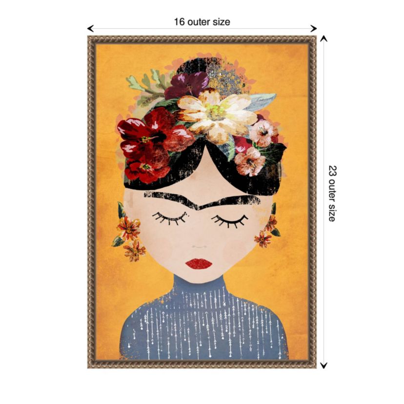 Frida (Yellow Version) Framed Canvas Wall Art Print