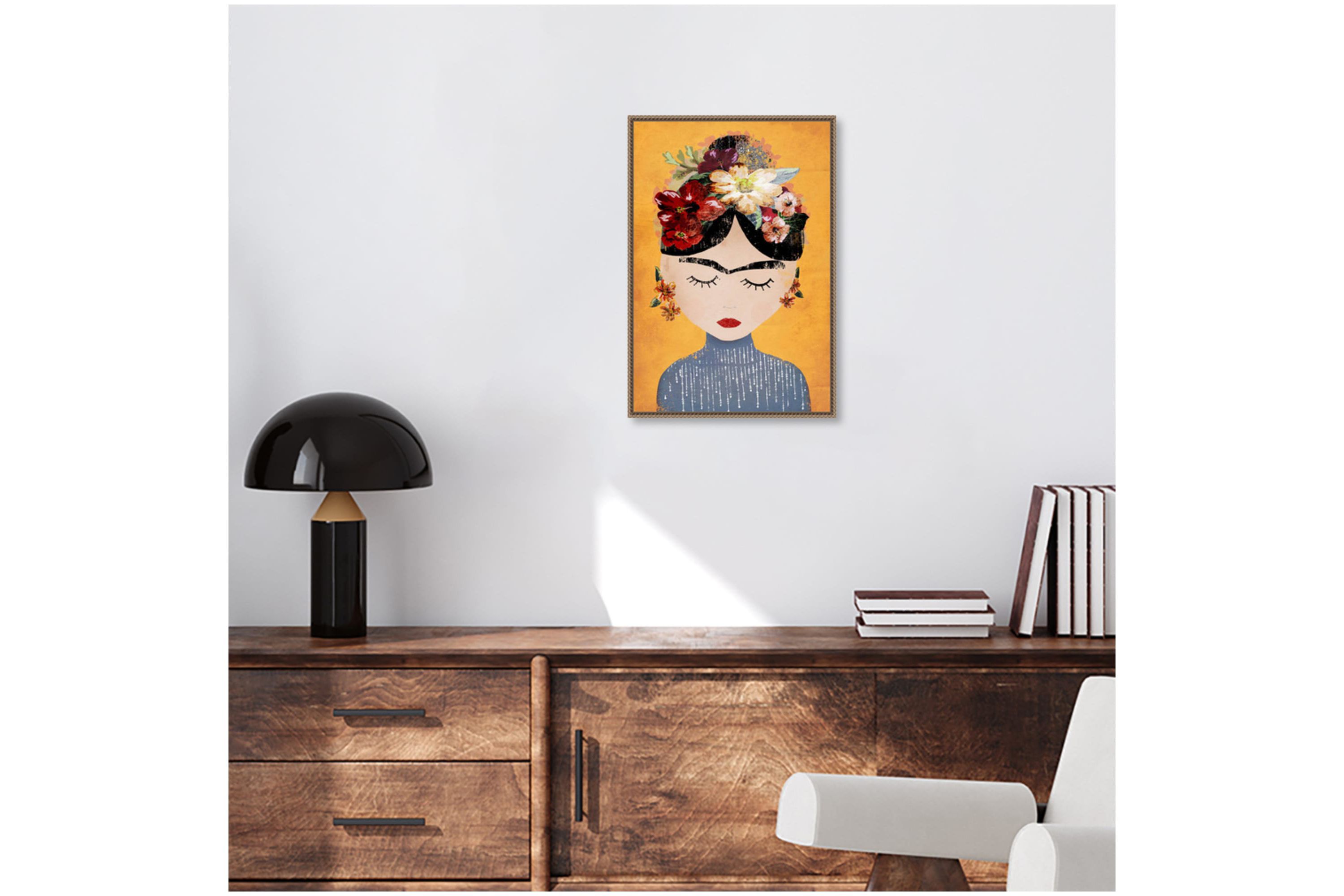 Frida (Yellow Version) Framed Canvas Wall Art Print