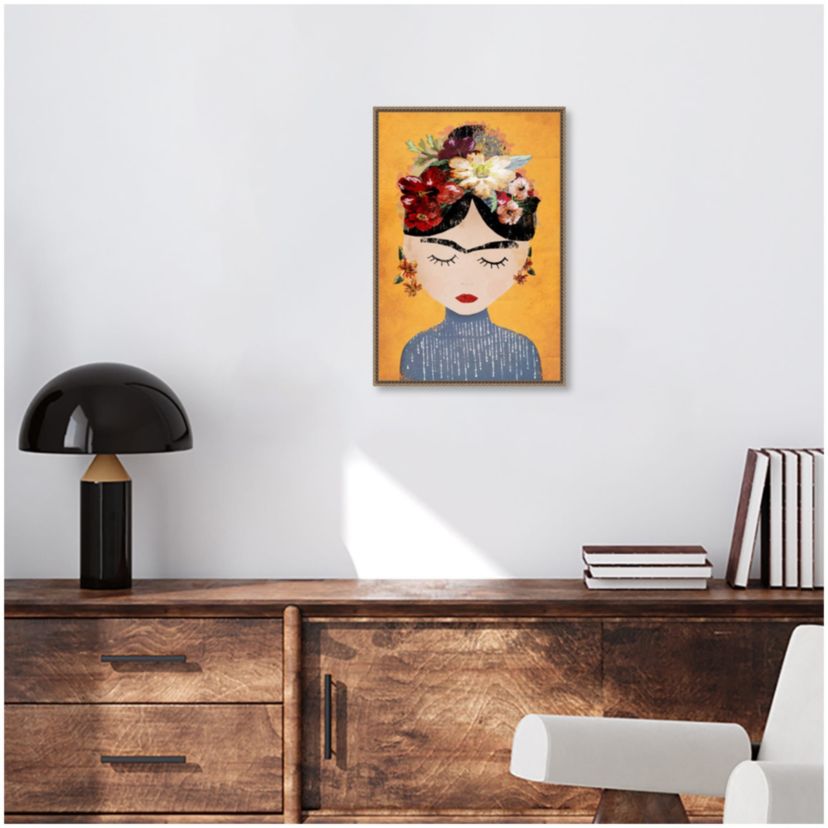 Frida (Yellow Version) Framed Canvas Wall Art Print