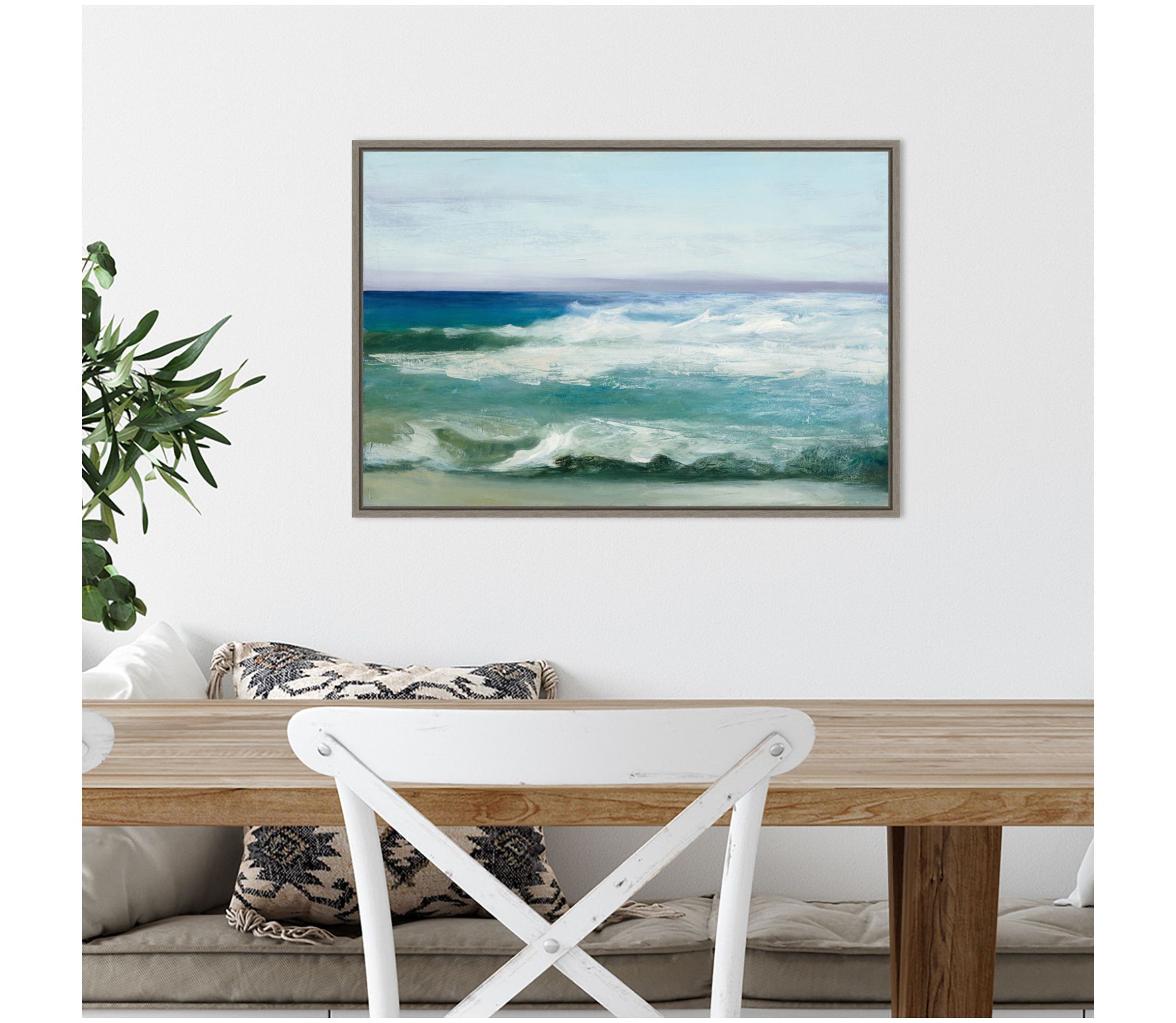 Azure Ocean Framed Canvas Wall Art Print