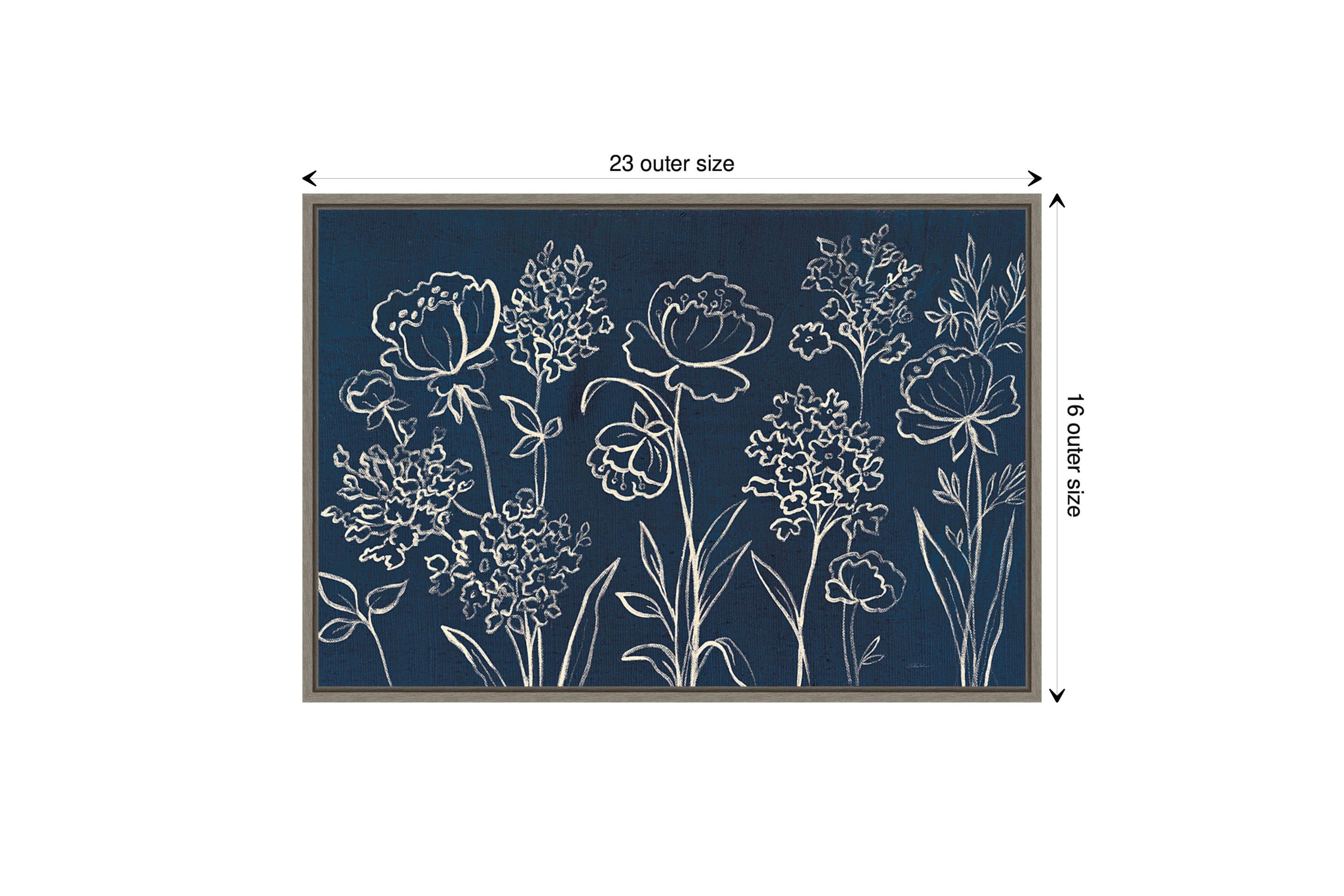 Indigo Floral I Framed Canvas Wall Art Print