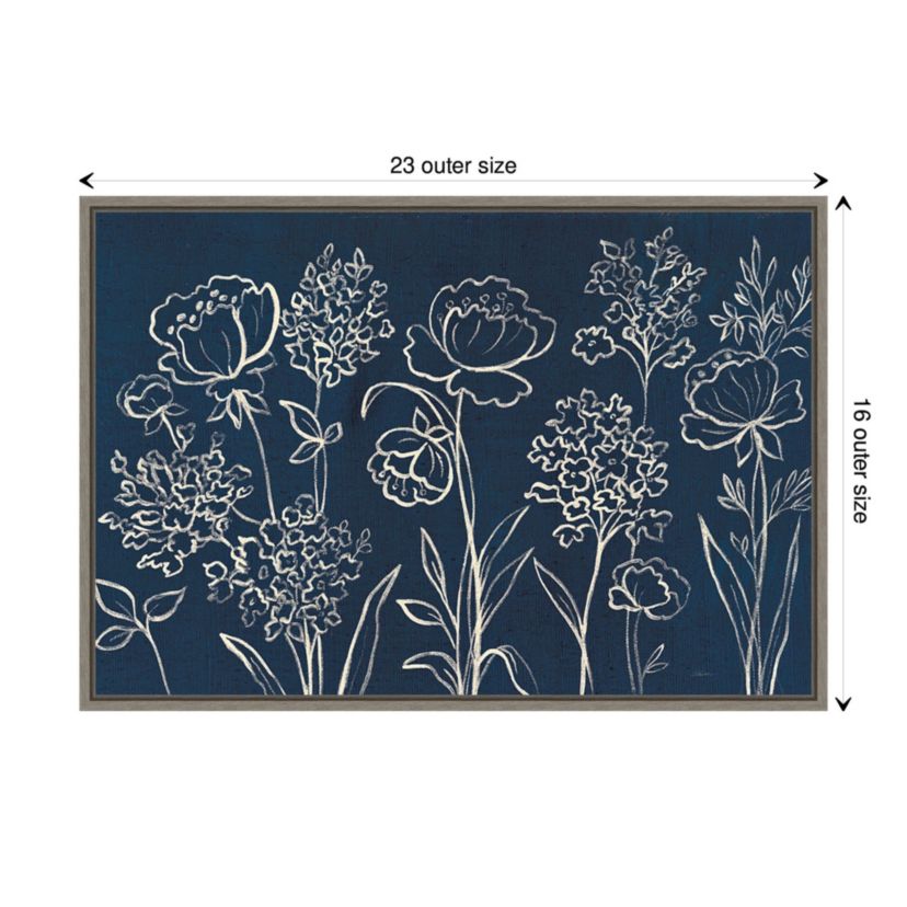 Indigo Floral I Framed Canvas Wall Art Print