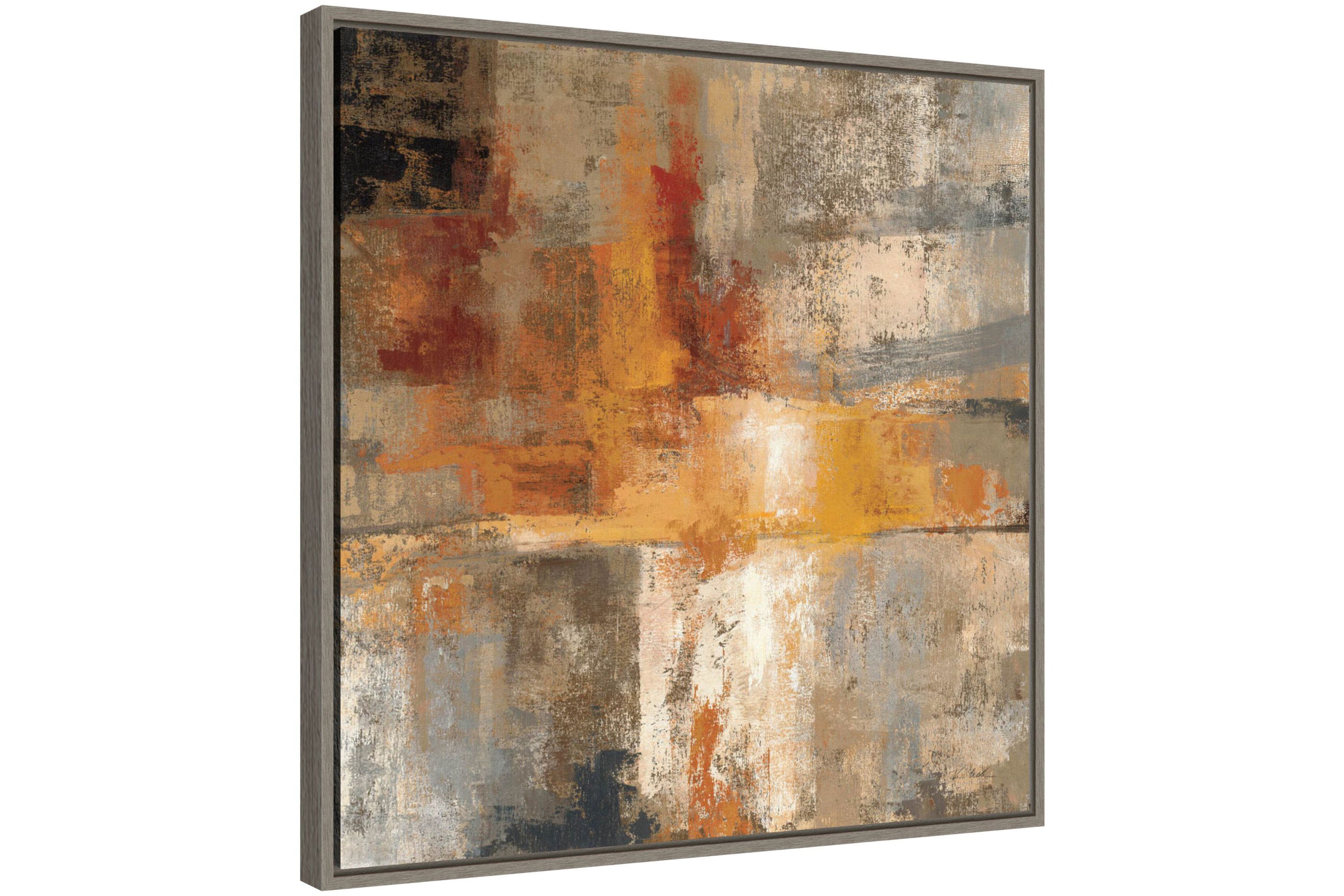 Silver and Amber Crop Framed Canvas Wall Art Print