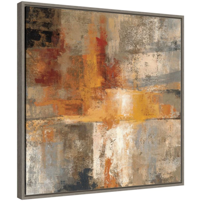 Silver and Amber Crop Framed Canvas Wall Art Print