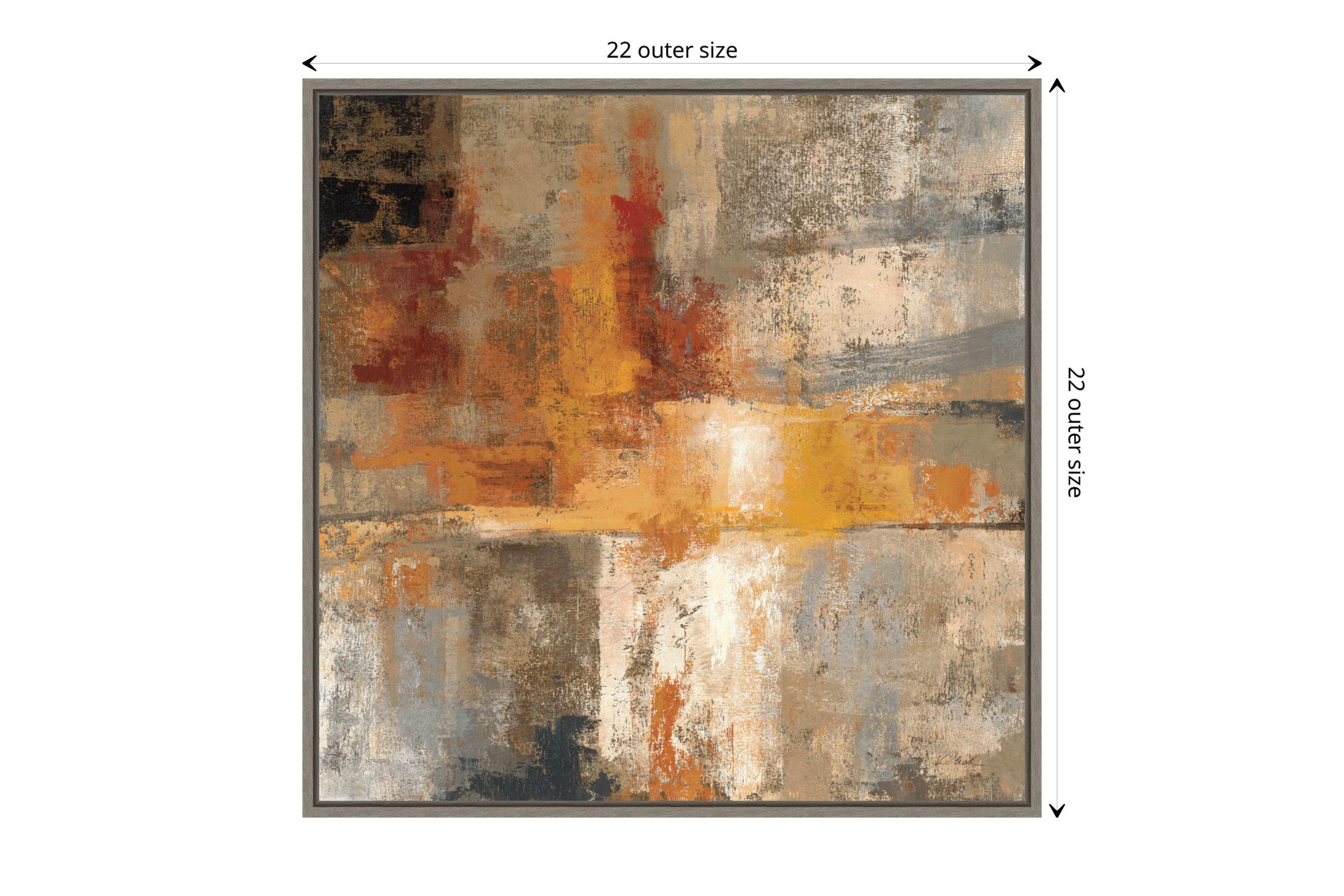 Silver and Amber Crop Framed Canvas Wall Art Print