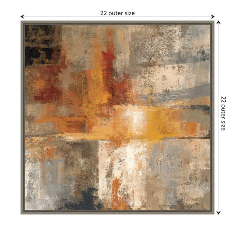 Silver and Amber Crop Framed Canvas Wall Art Print