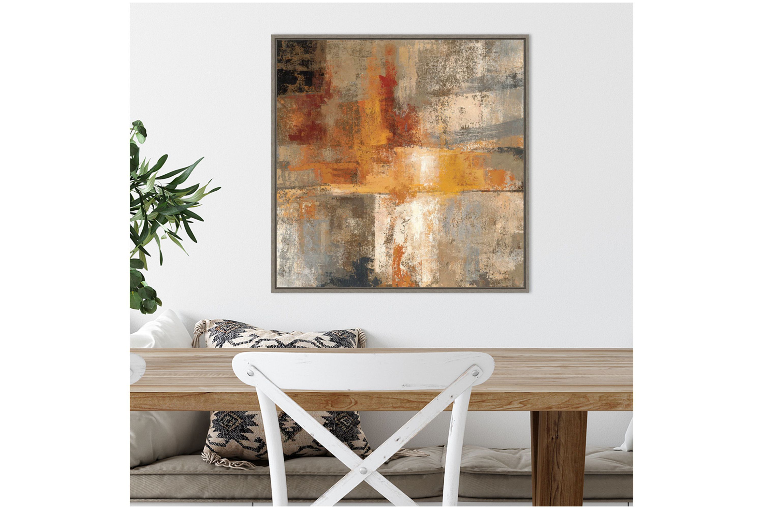 Silver and Amber Crop Framed Canvas Wall Art Print