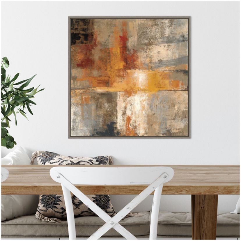 Silver and Amber Crop Framed Canvas Wall Art Print