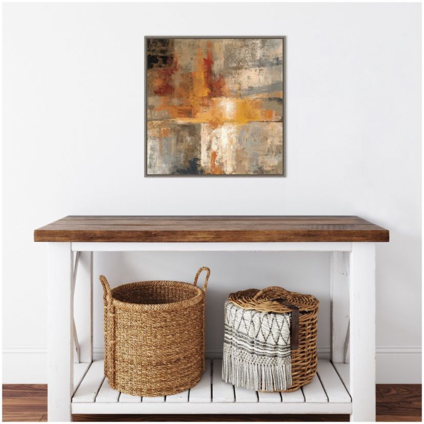Silver and Amber Crop Framed Canvas Wall Art Print