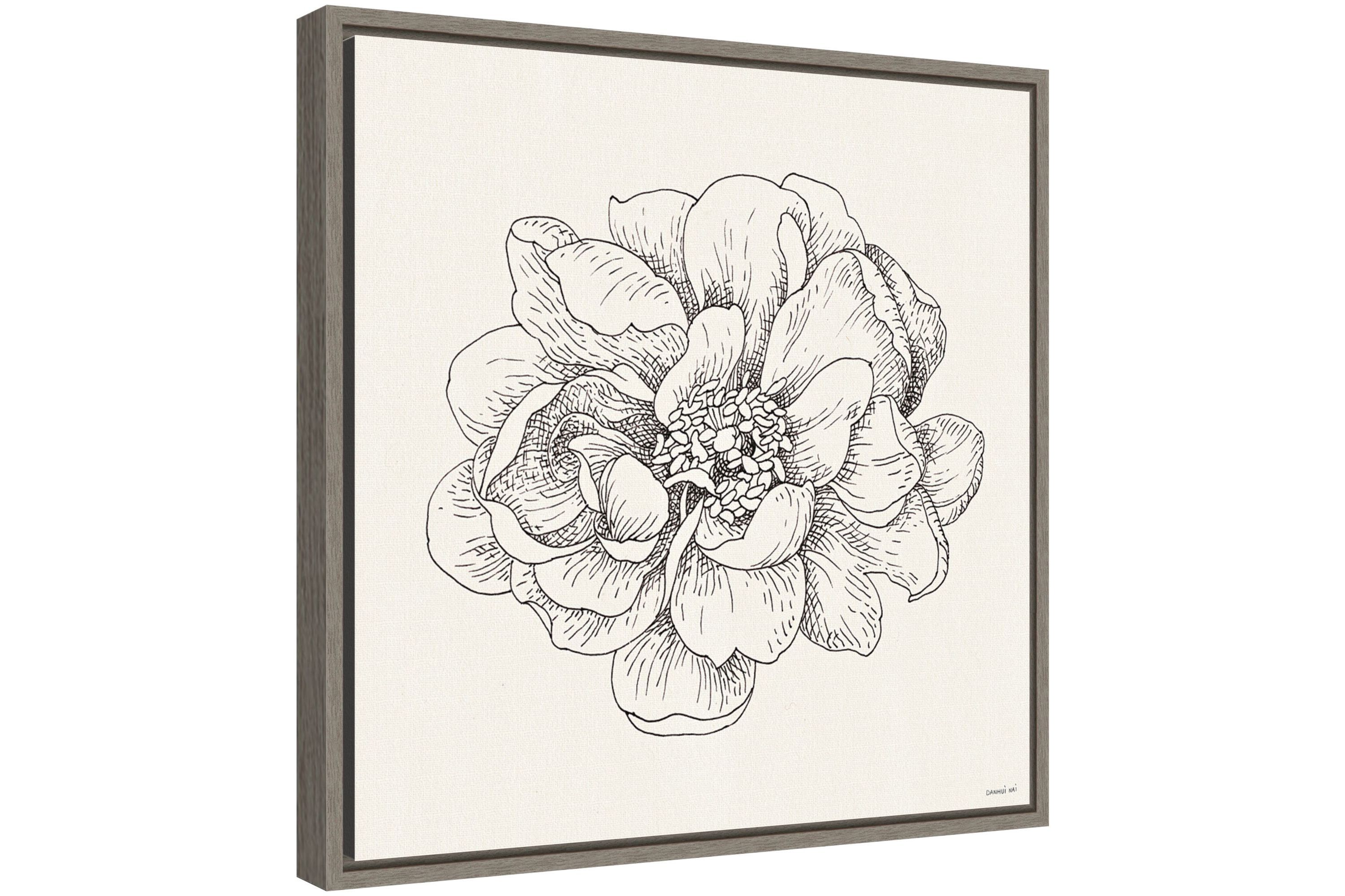Pen and Ink Florals IV Framed Canvas Wall Art Print
