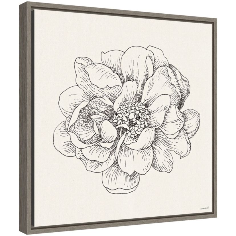 Pen and Ink Florals IV Framed Canvas Wall Art Print