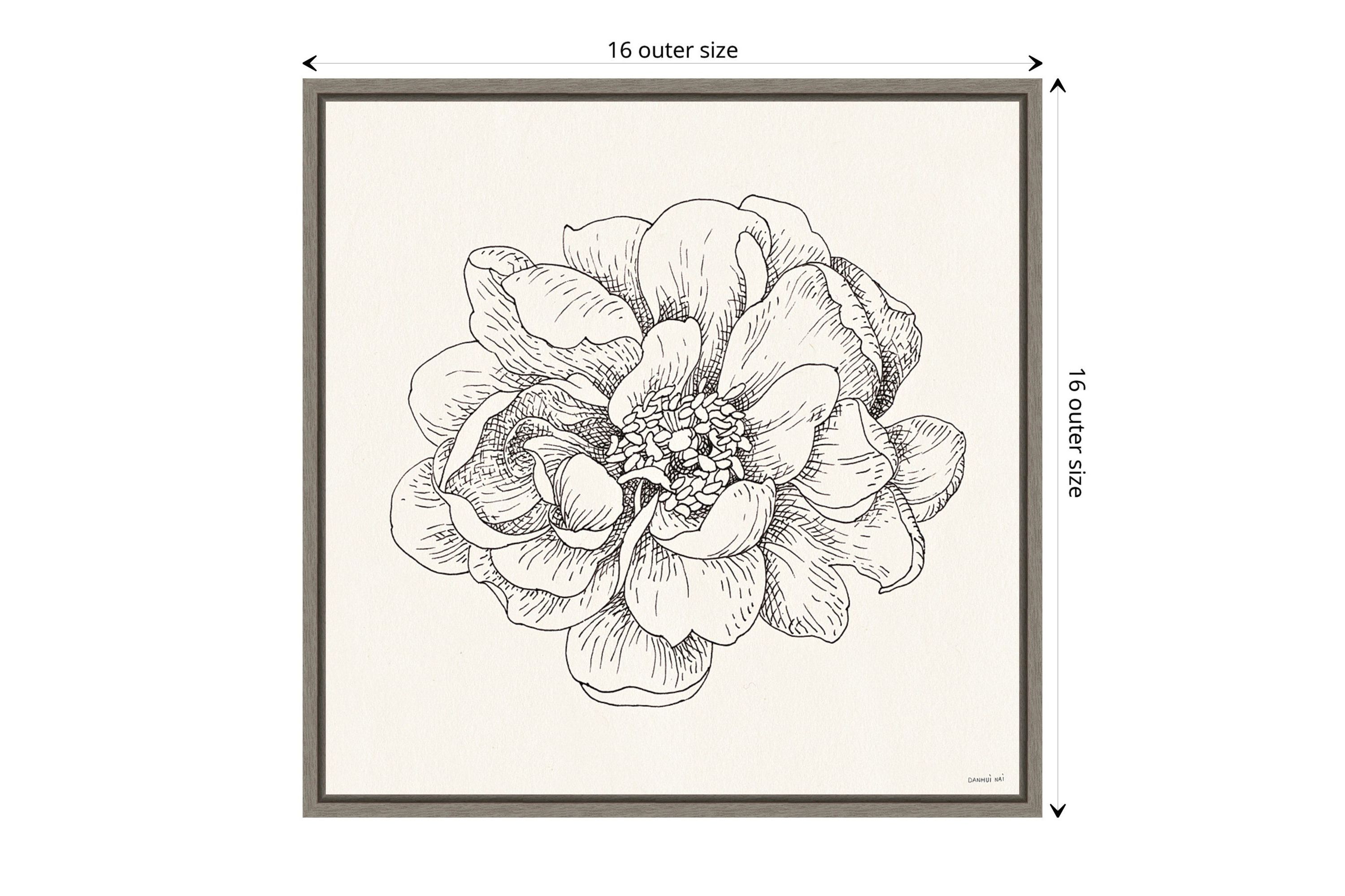 Pen and Ink Florals IV Framed Canvas Wall Art Print