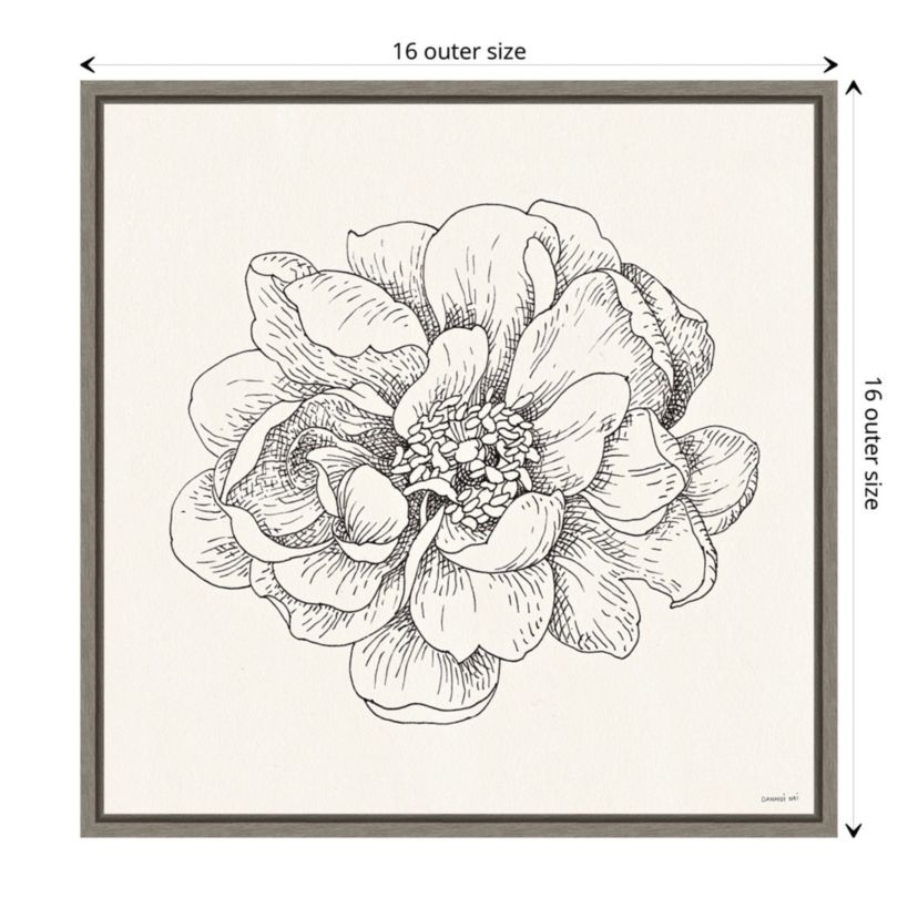 Pen and Ink Florals IV Framed Canvas Wall Art Print