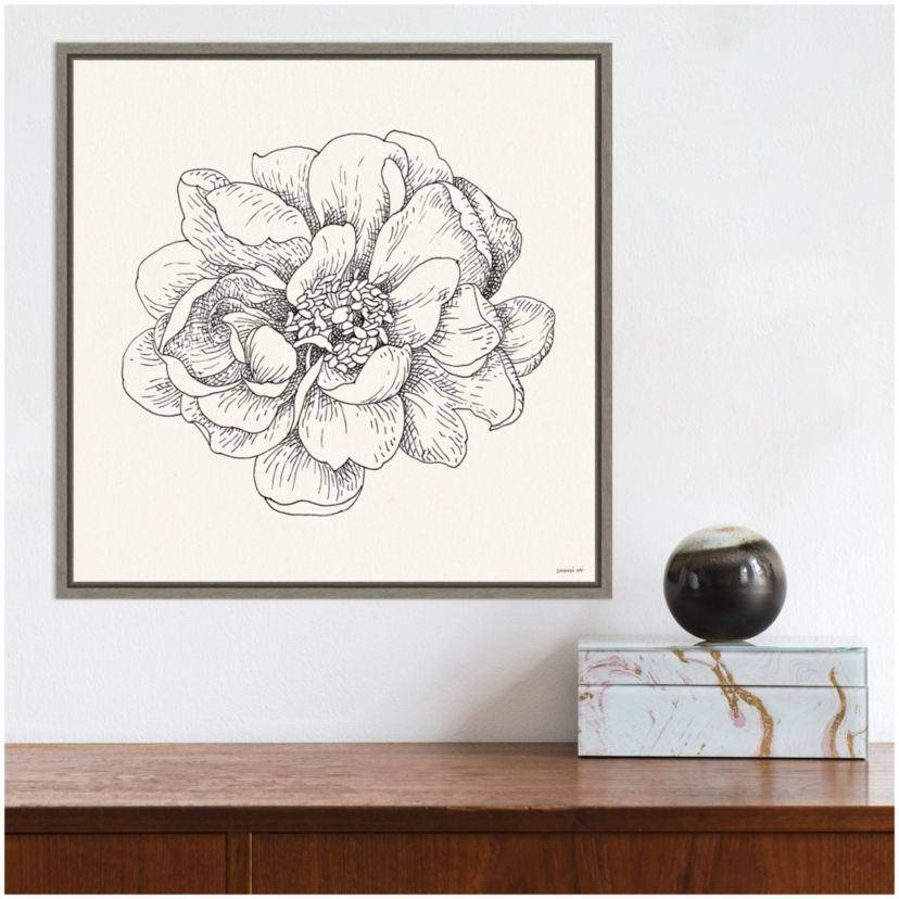 Pen and Ink Florals IV Framed Canvas Wall Art Print