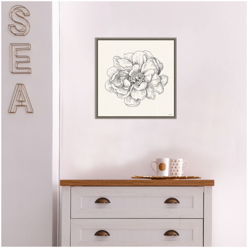 Pen and Ink Florals IV Framed Canvas Wall Art Print
