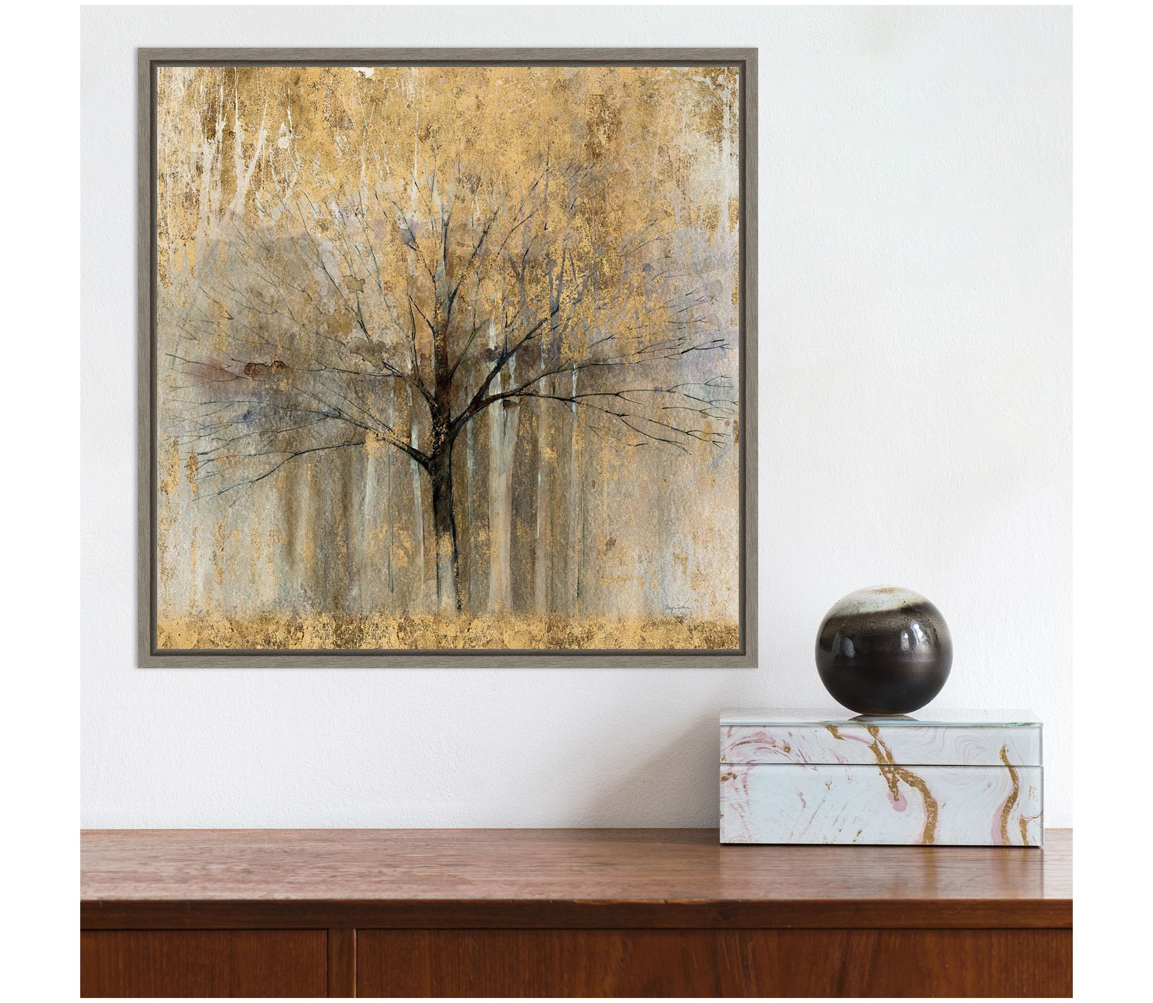 Open Arms Gold Crop Framed Canvas Wall Art Print