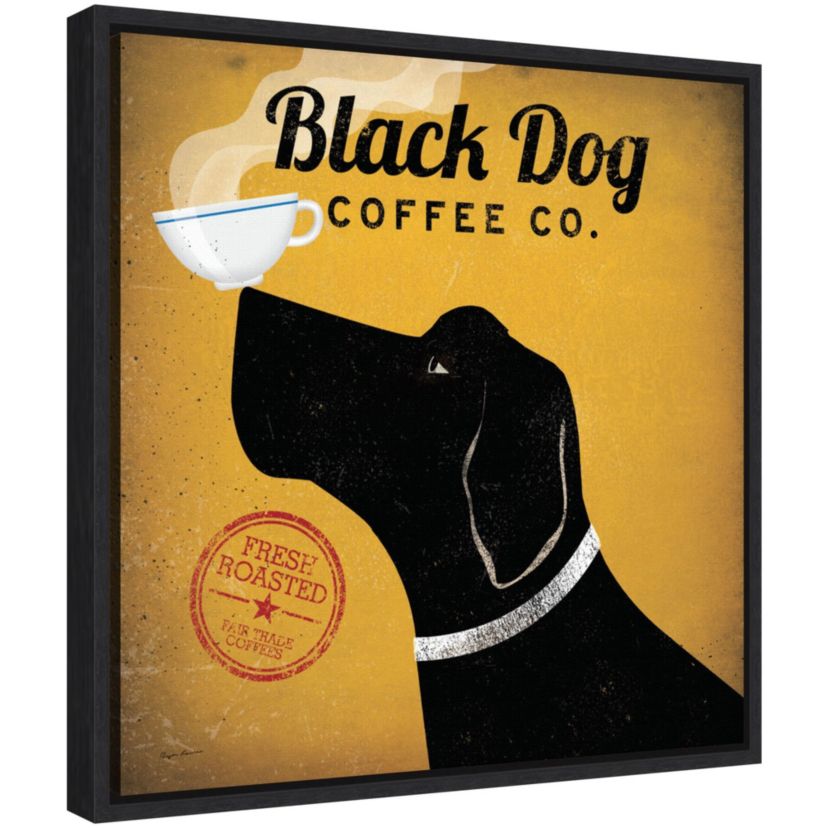 Black Dog Coffee Co Framed Canvas Wall Art Print