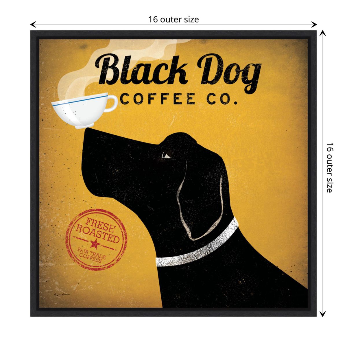 Black Dog Coffee Co Framed Canvas Wall Art Print