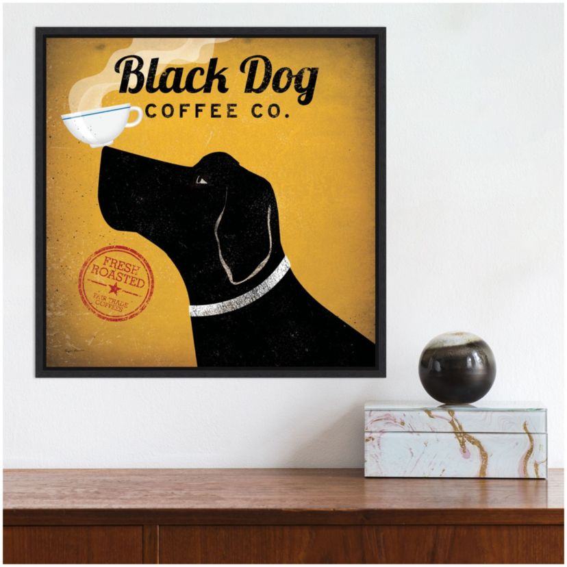 Black Dog Coffee Co Framed Canvas Wall Art Print