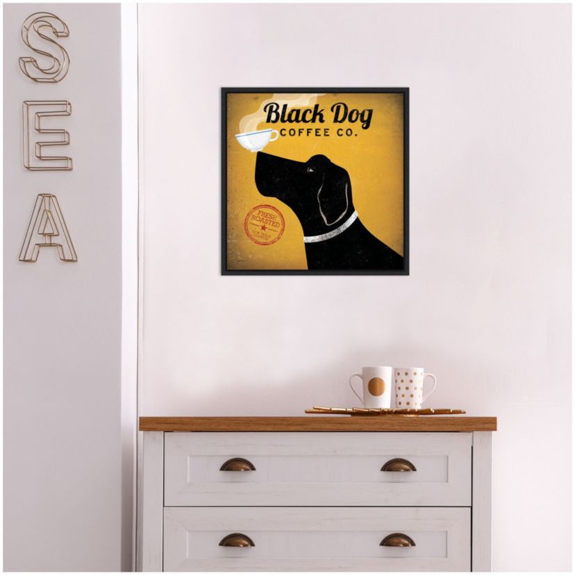 Black Dog Coffee Co Framed Canvas Wall Art Print